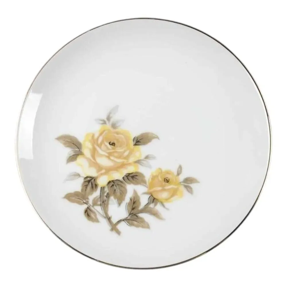Talisman by Norleans Yellow Rose Plate, Cup, Saucer & Creamer Dish W/Gold Trim